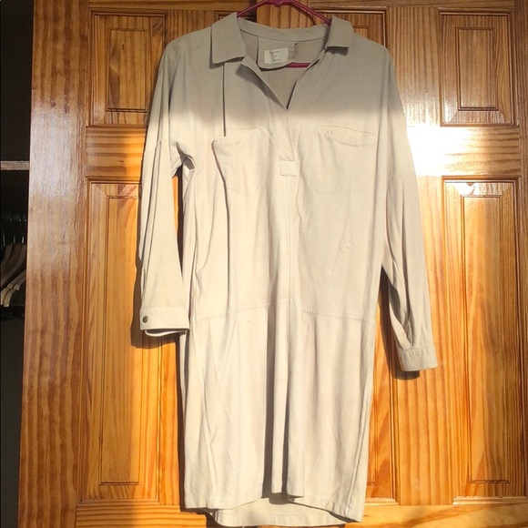 Billy Reid cream suede shirt dress size small 4 - Picture 3 of 5